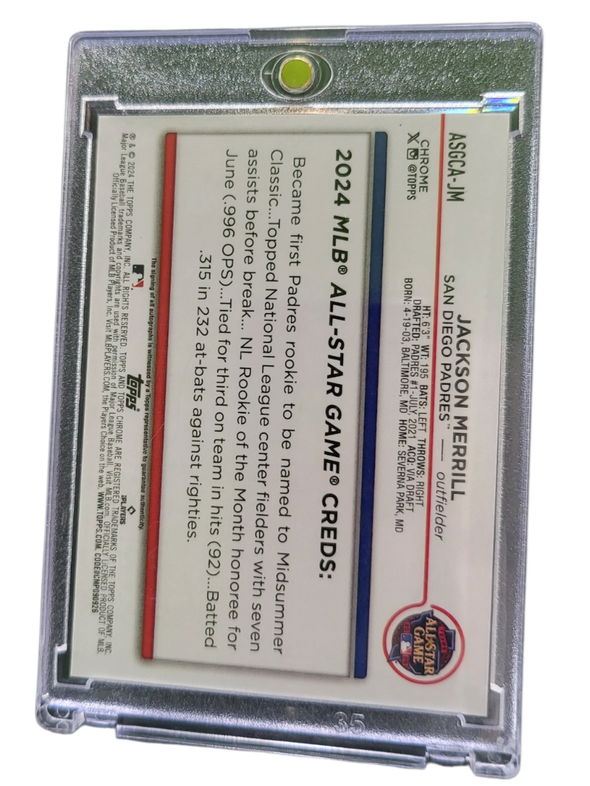 2024 Topps Chrome All-Star Game Jackson Merrill #ASGCA-JM X-Fractor RC