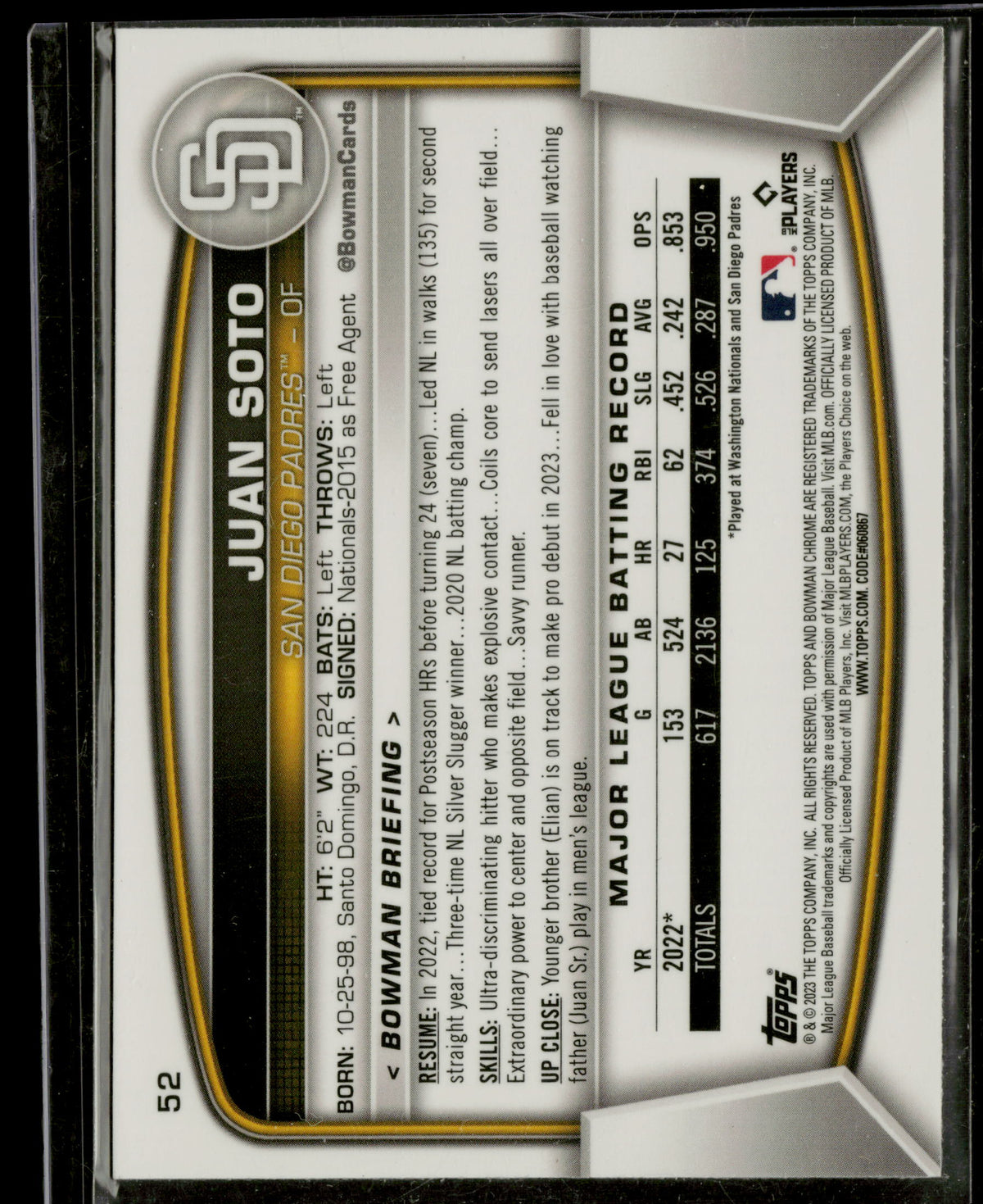 2023 Bowman Chrome Juan Soto #52 Mega Box Mojo Refractor