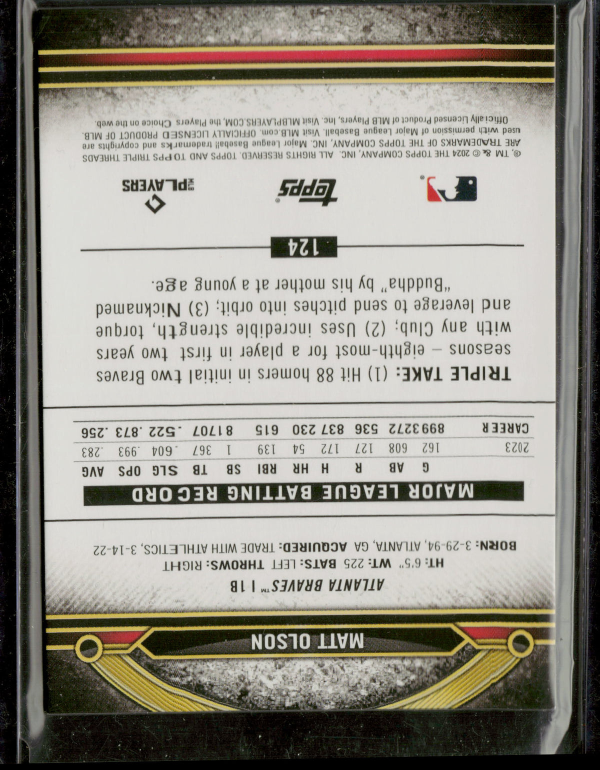 2024 Topps Triple Threads Matt Olson #124 Amber 078/199