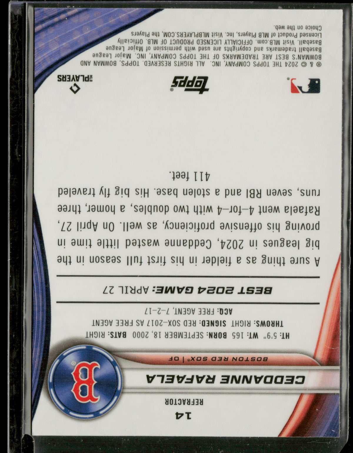 2024 Bowman's Best Ceddanne Rafaela #14 Refractor RC
