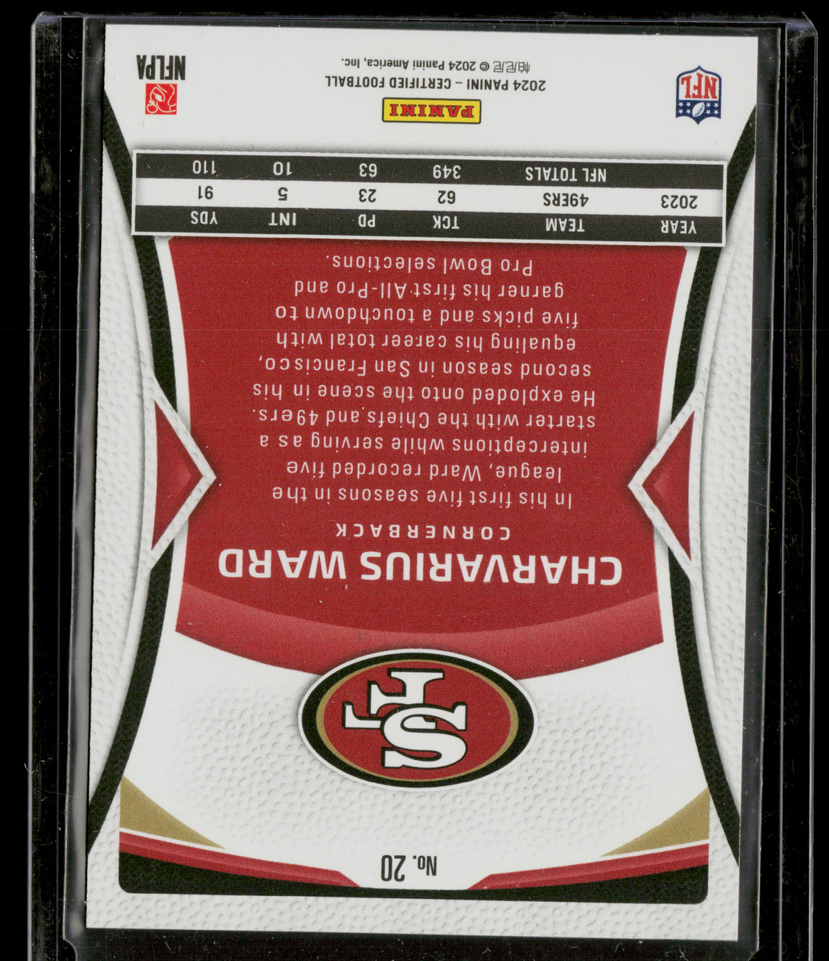 2024 Panini Certified Charvarius Ward #20 Pink 038/225