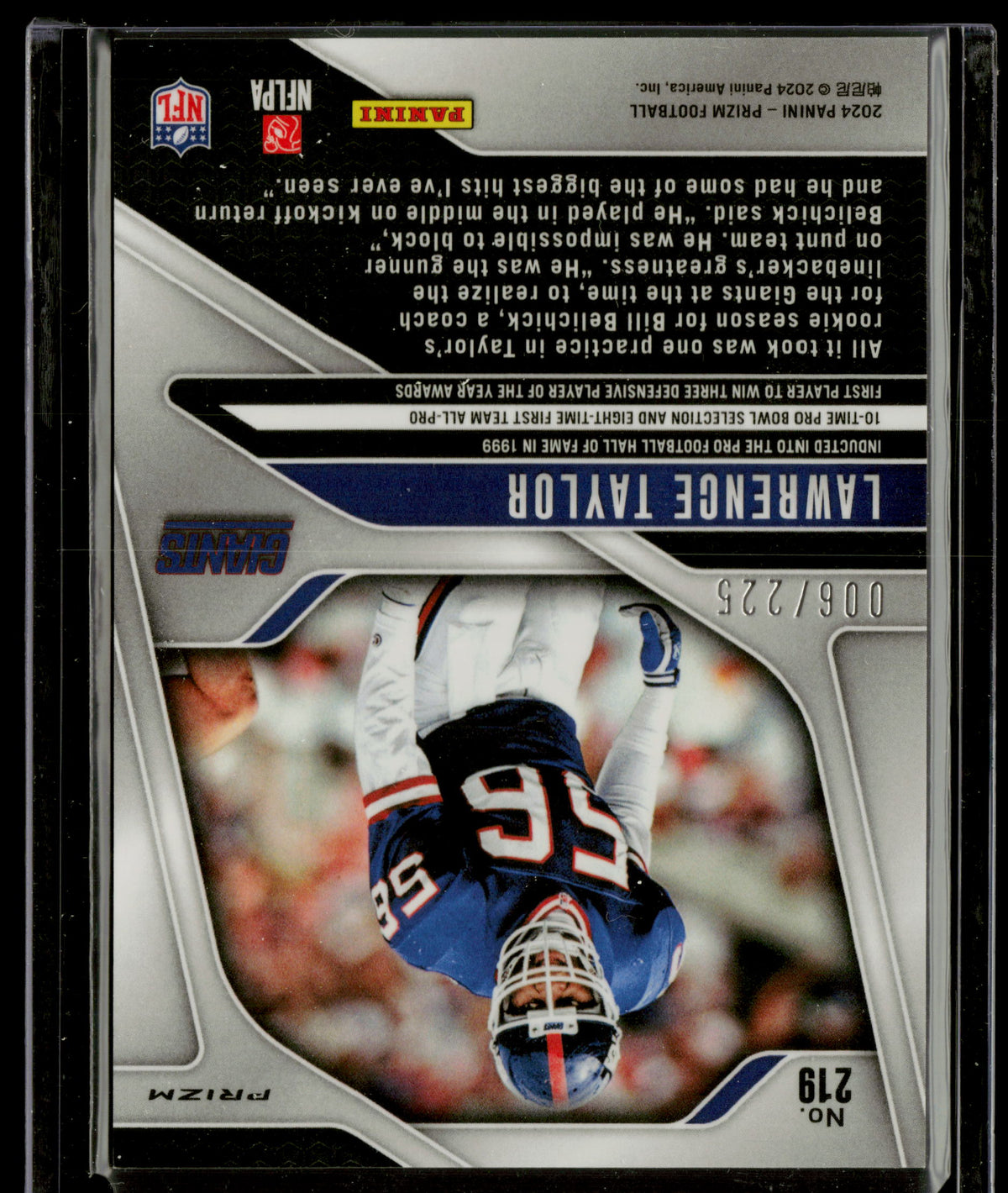 2024 Panini Prizm Lawrence Taylor #219 Purple Pulsar 006/225