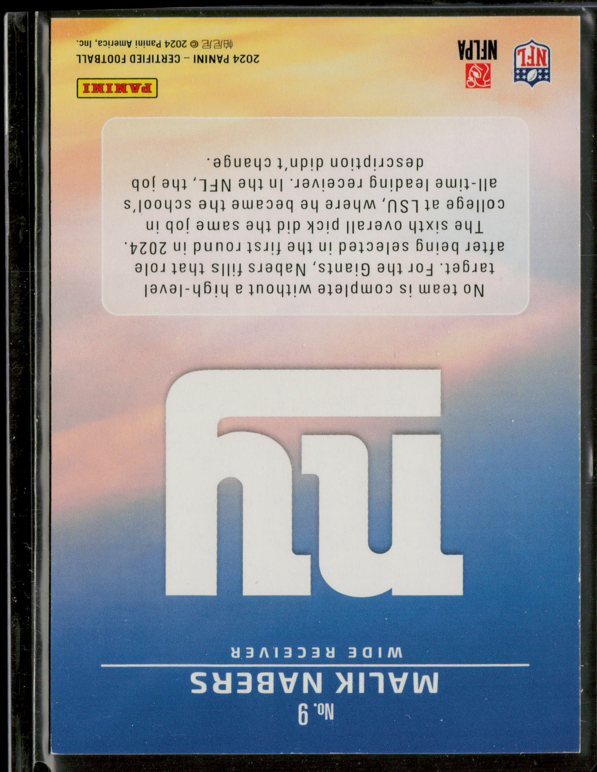 2024 Panini Certified Franchise Foundations Malik Nabers #9 RC 007/199