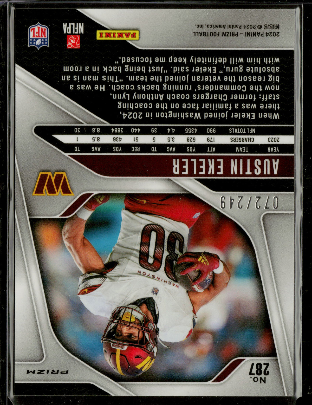 2024 Panini Prizm Austin Ekeler #287 Orange 072/249
