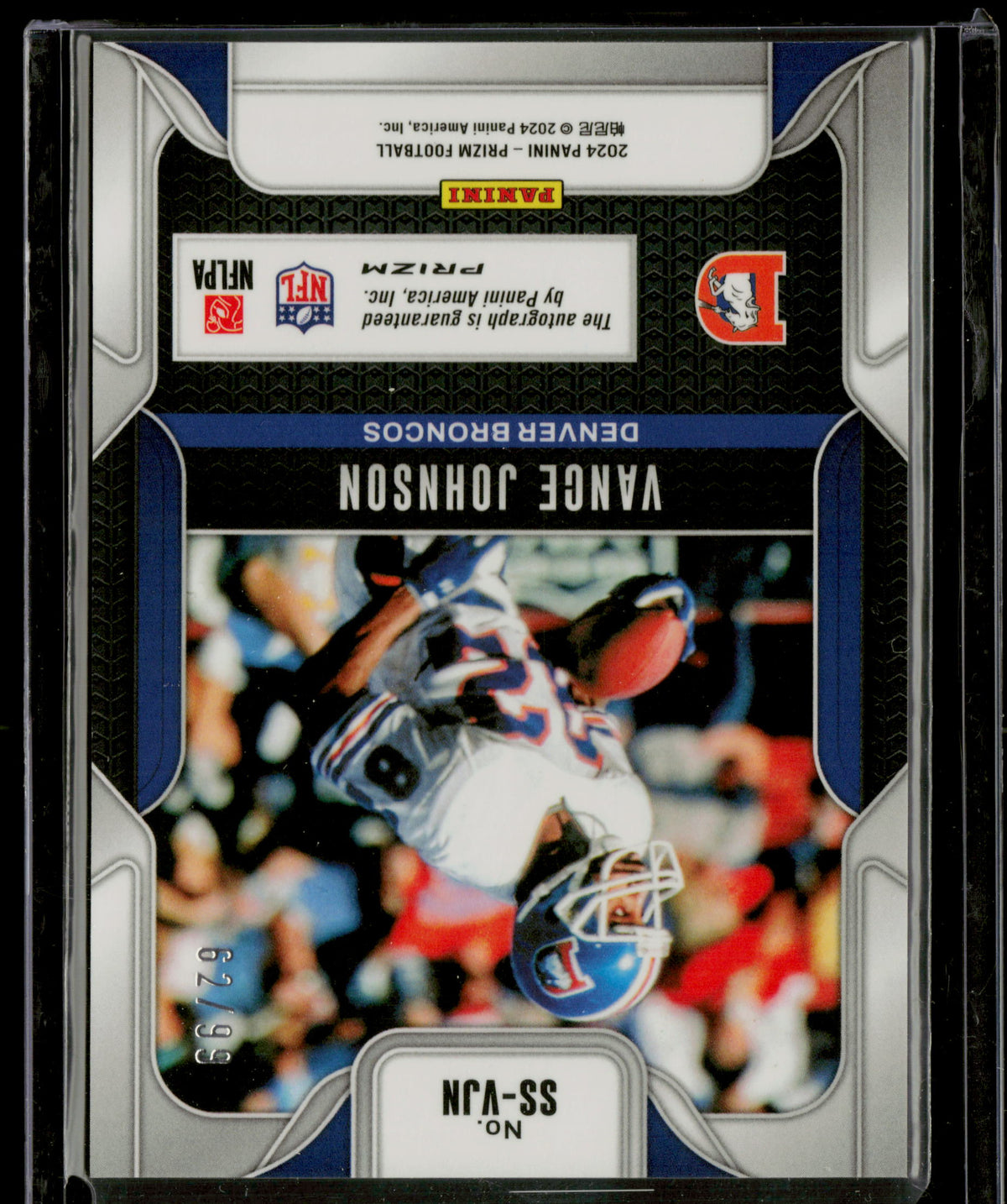2024 Panini Prizm Sensational Signatures Vance Johnson #SS-VJN Blue Cracked Ice 62/99