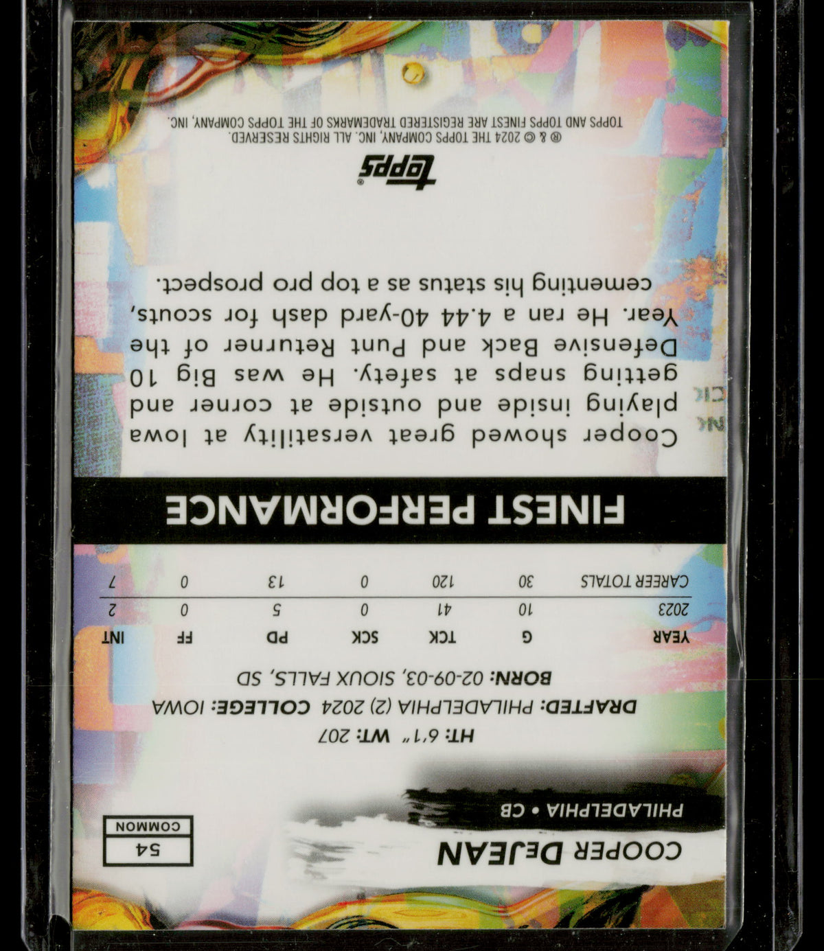 2024 Topps Finest Cooper DeJean #54 RC