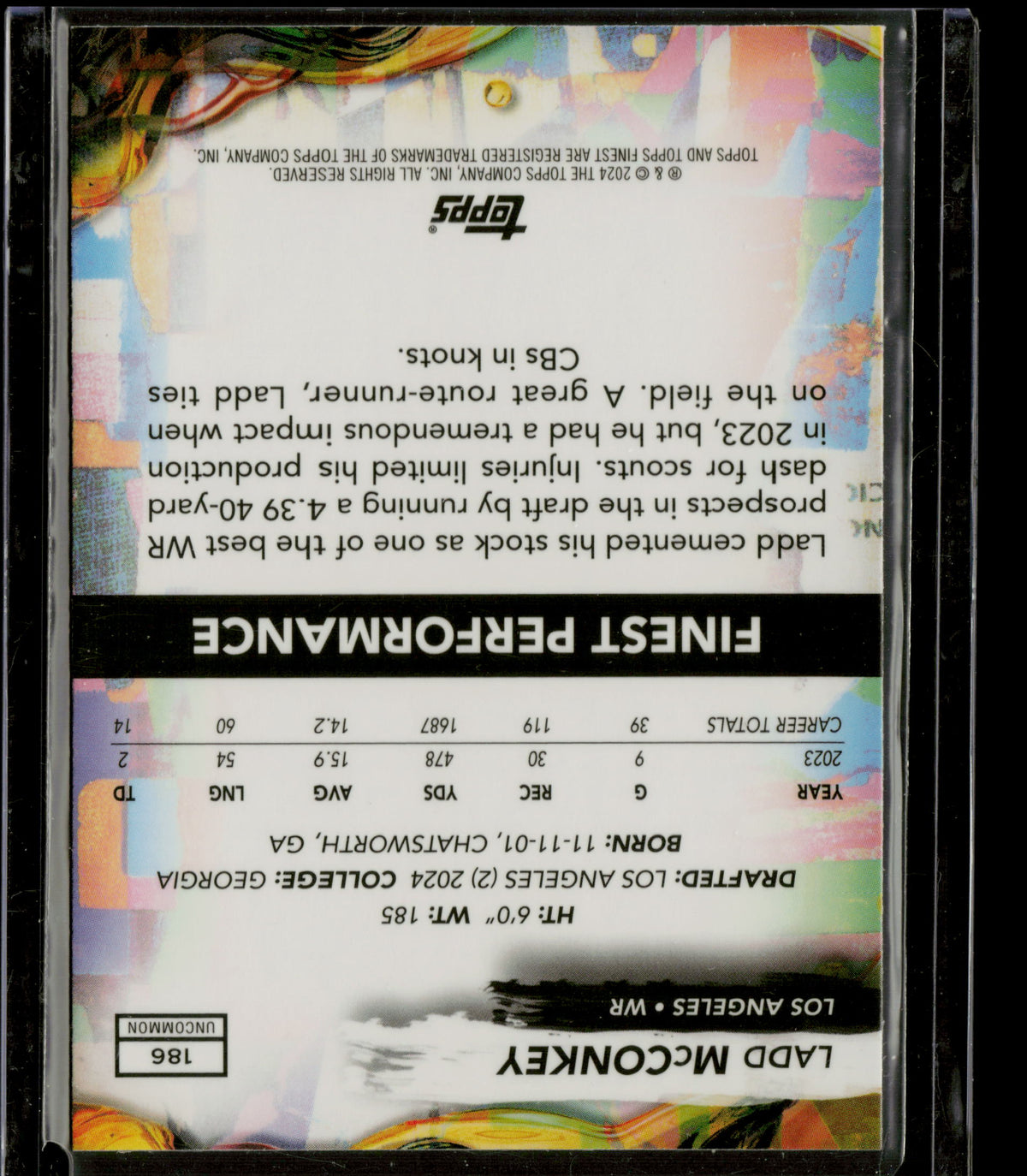 2024 Topps Finest Ladd McConkey #186 RC