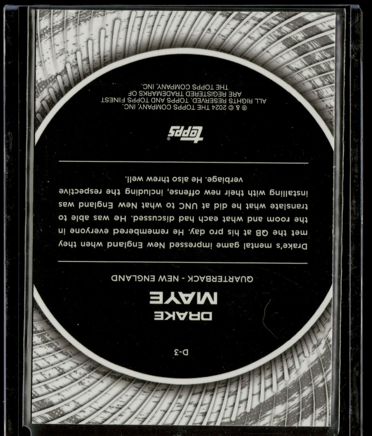 2024 Topps Finest Drake Maye #D-3 RC