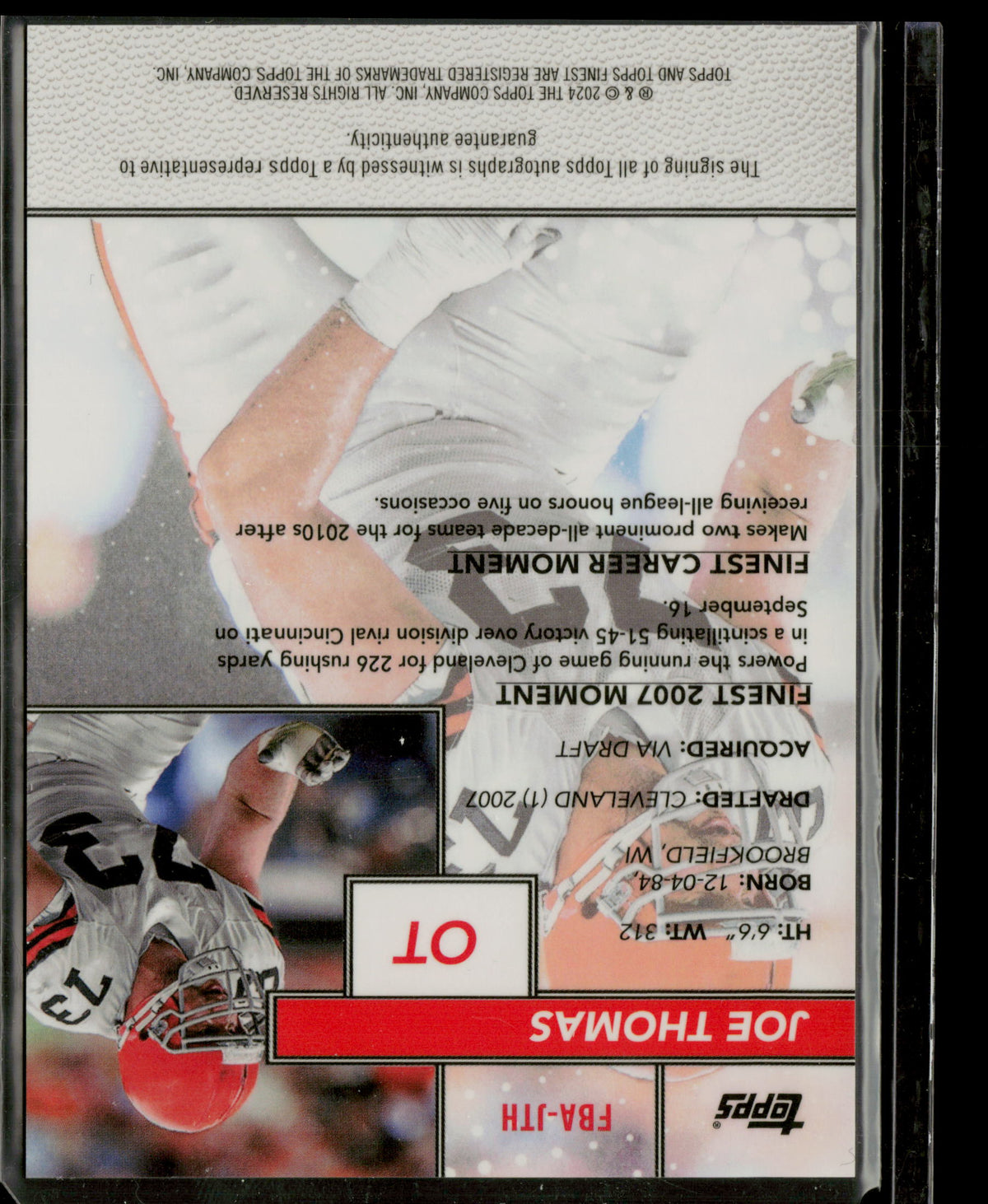 2024 Topps Finest Joe Thomas #FBA-JTH