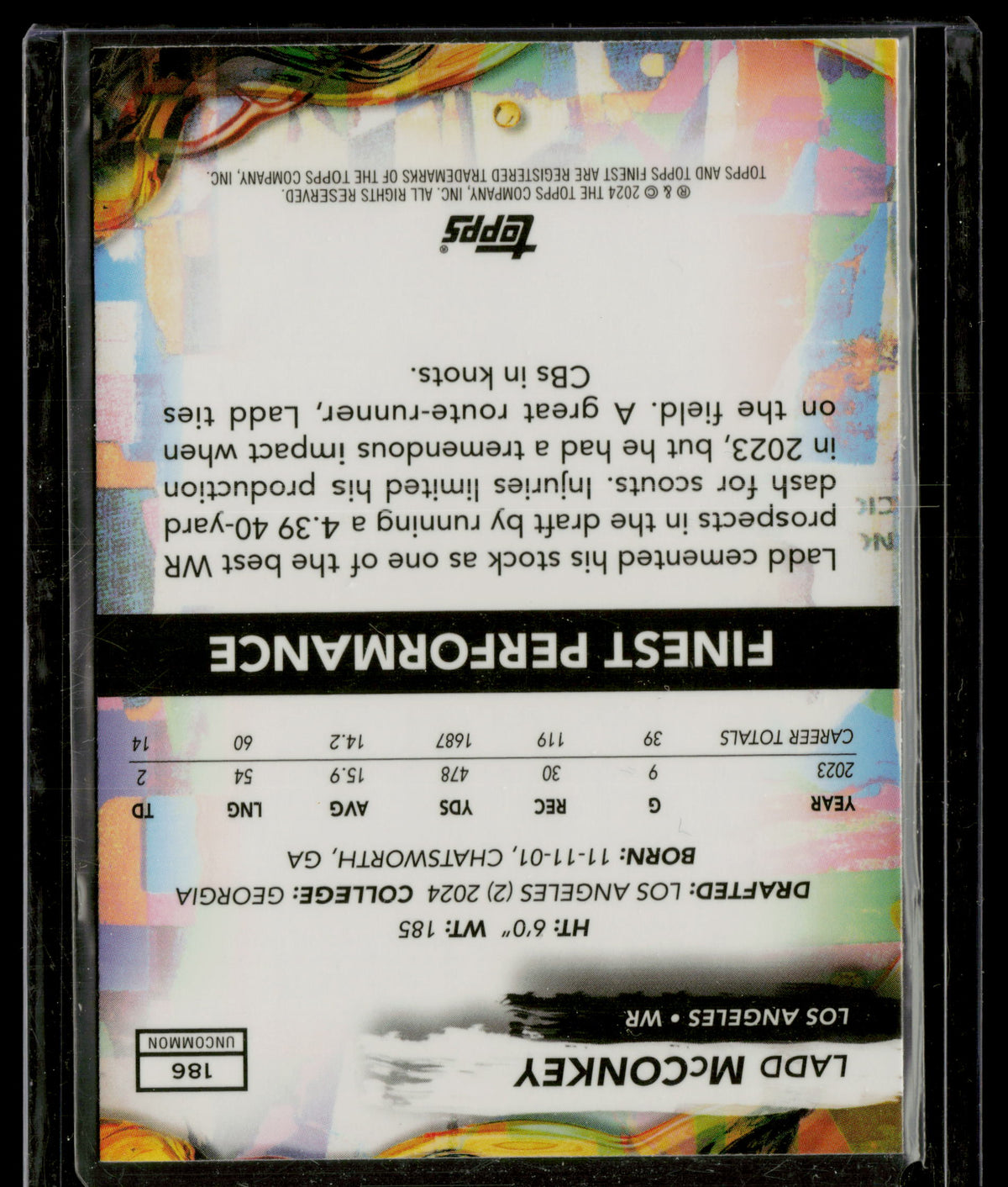 2024 Topps Finest Ladd McConkey #186 RC