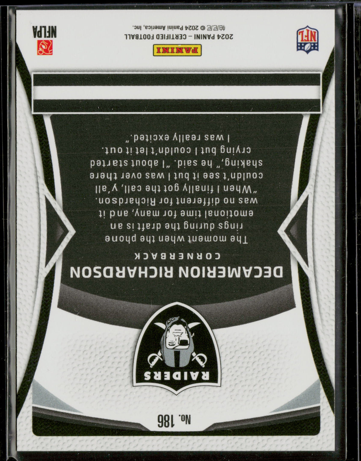 2024 Panini Certified Decamerion Richardson #186 195/275 RC