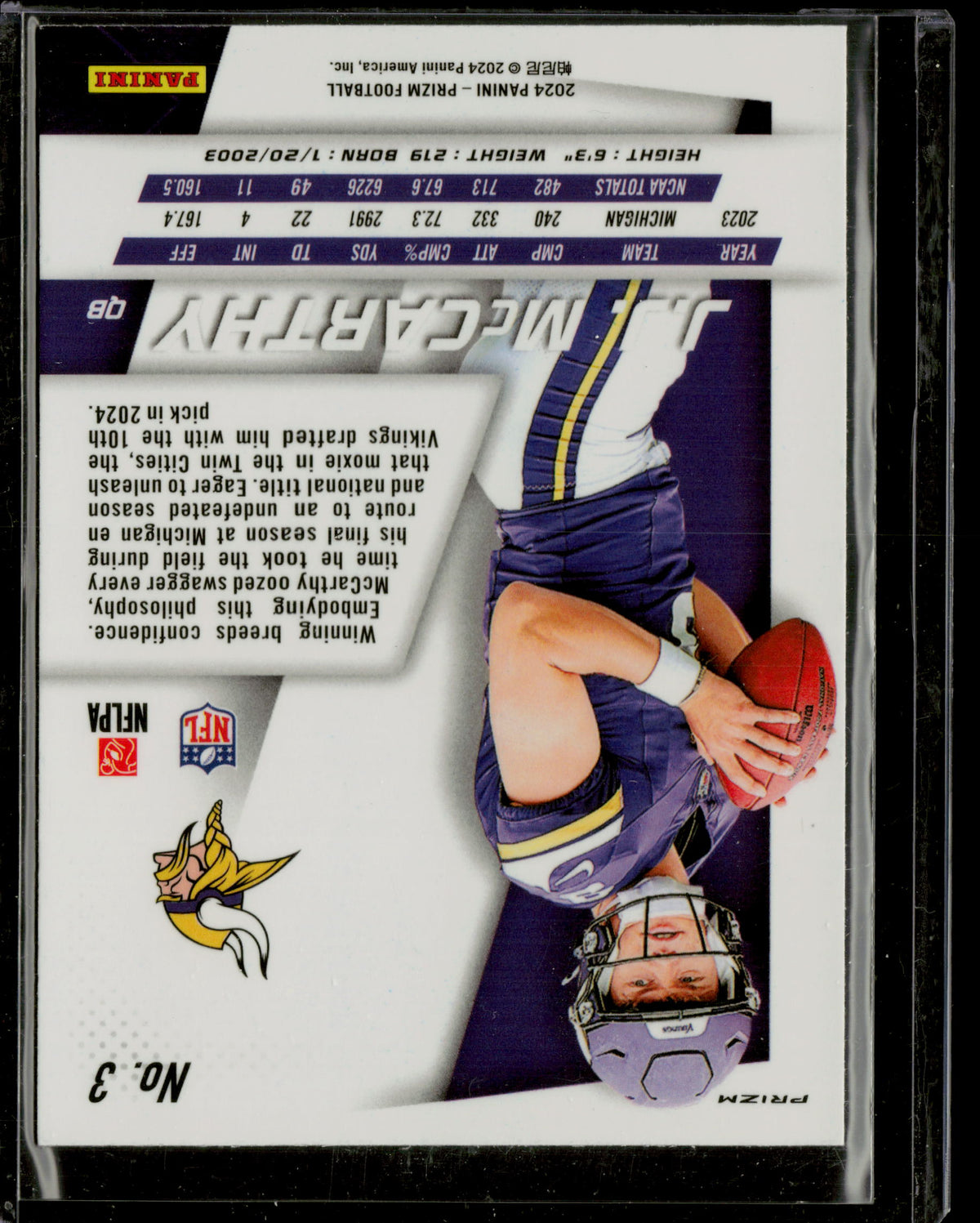 2024 Panini Prizm J.J. McCarthy #3 RC