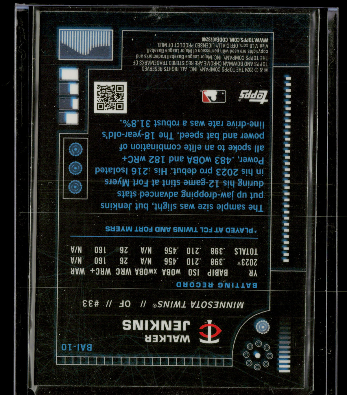 2024 Bowman Chrome Bowman AI Walker Jenkins #BAI-10