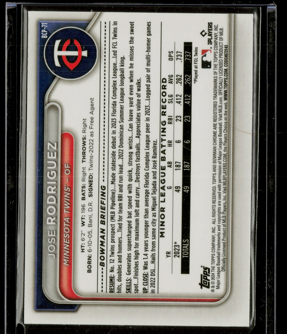 2024 Bowman Chrome Jose Rodriguez #BCP-71