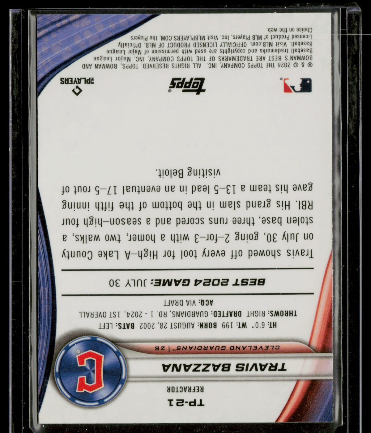 2024 Bowman's Best Travis Bazzana #TP-21 Refractor