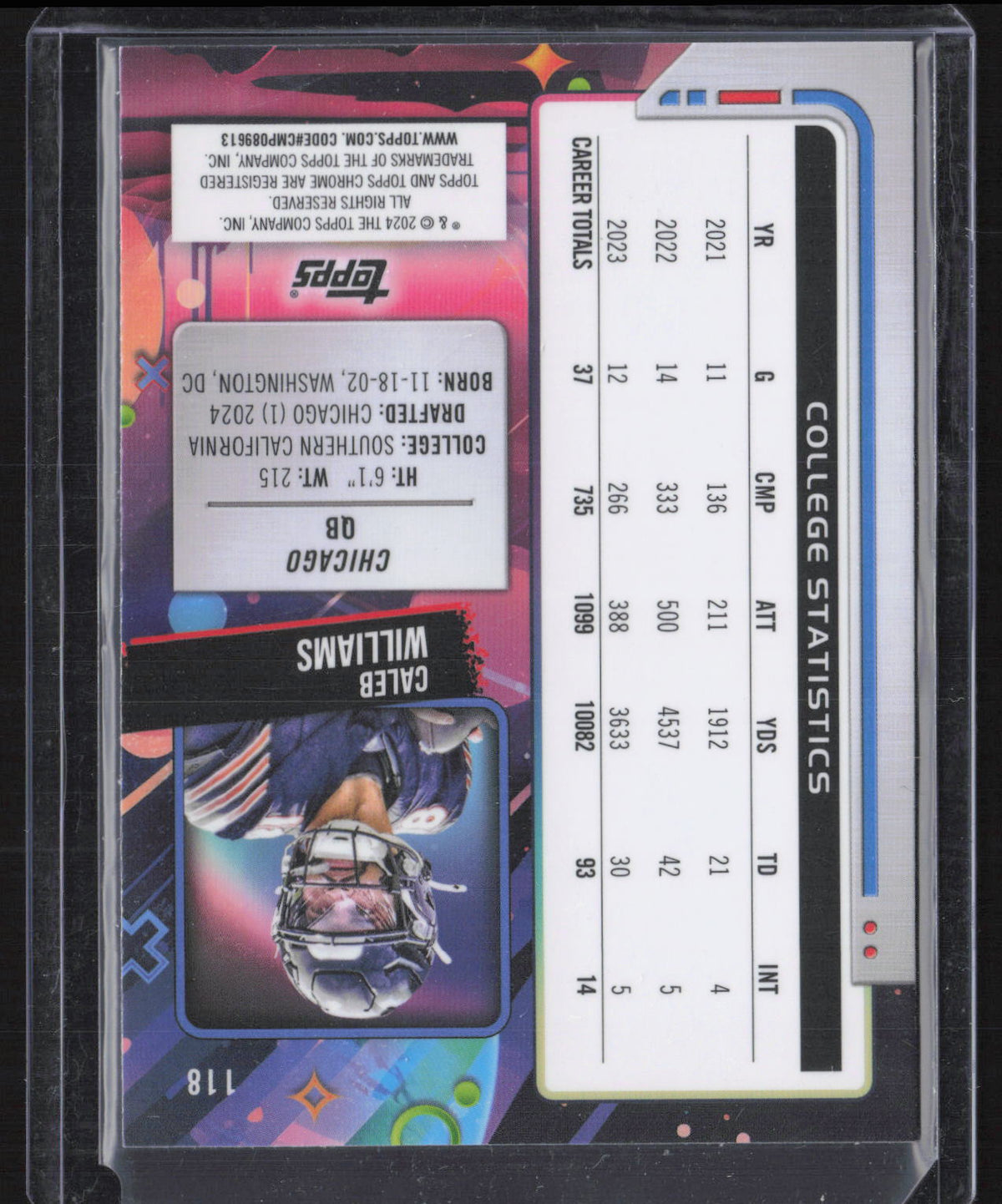 2024 Topps Chrome Caleb Williams #118 RC