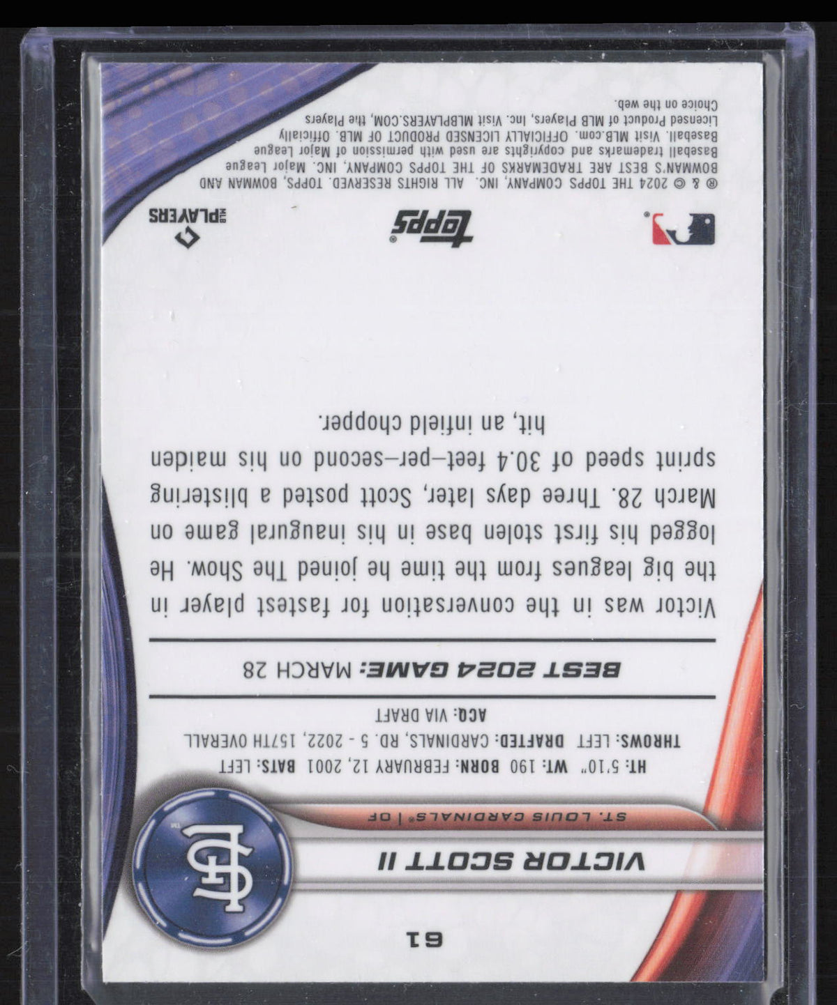 2024 Bowman's Best Victor Scott II #61 Green Lava Refractor RC