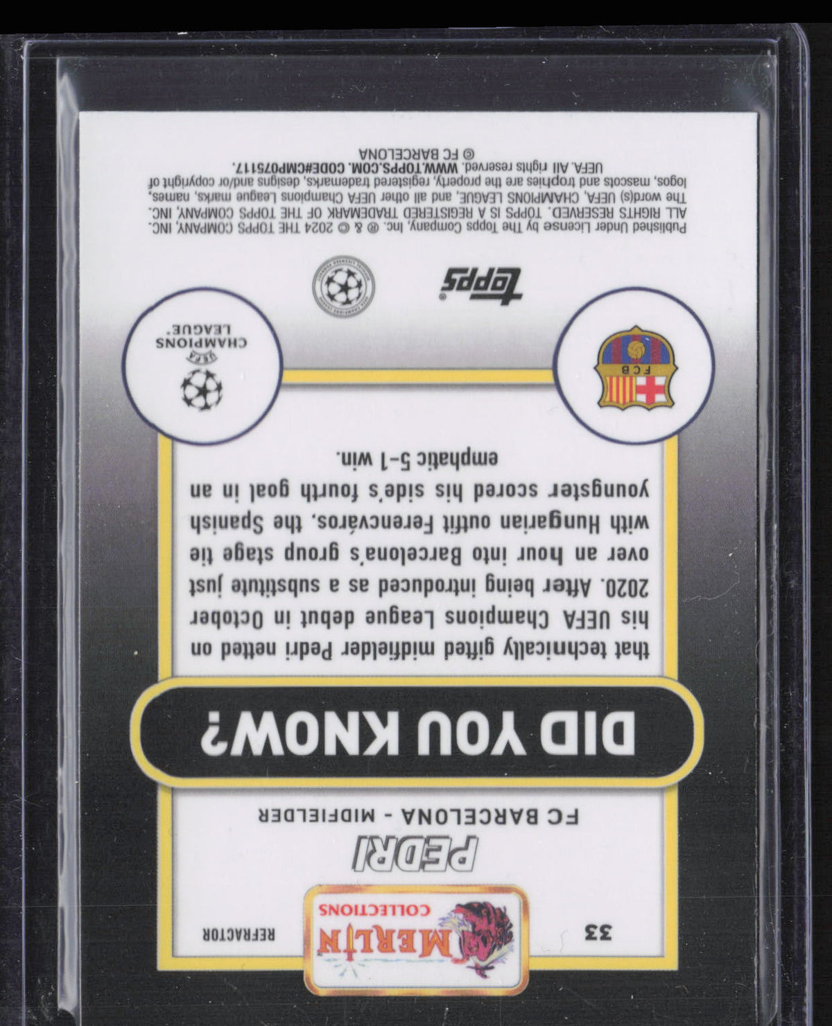 2024 Topps Merlin Pedri #33 Refractor
