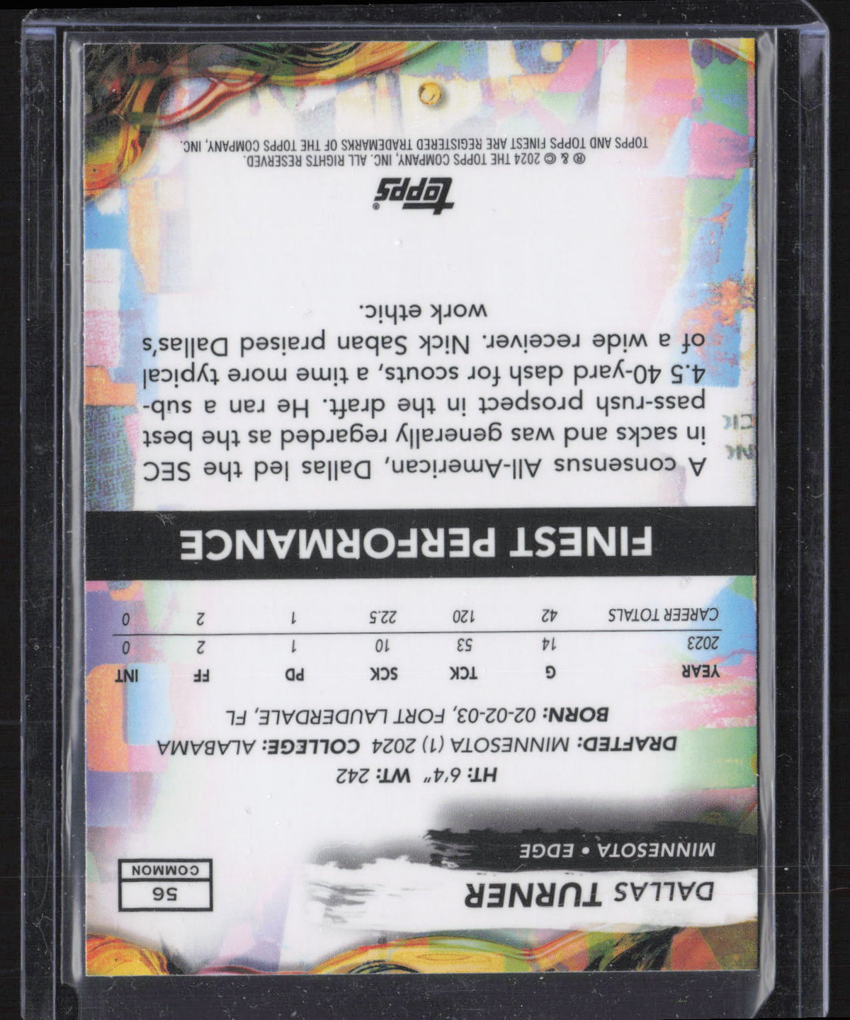 2024 Topps Finest Dallas Turner #56