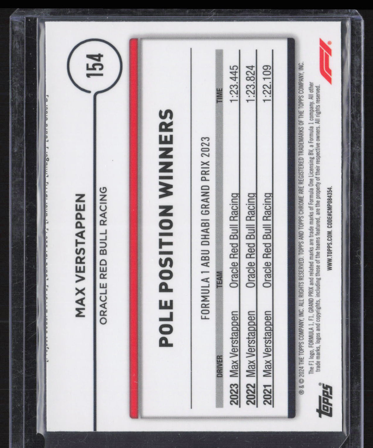 2024 Topps Chrome Formula 1 Max Verstappen #154
