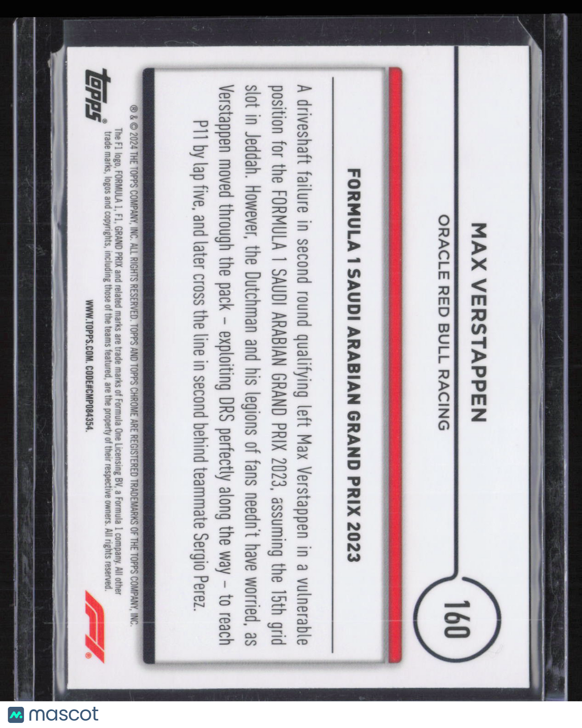 2024 Topps Chrome Formula 1 Max Verstappen #160