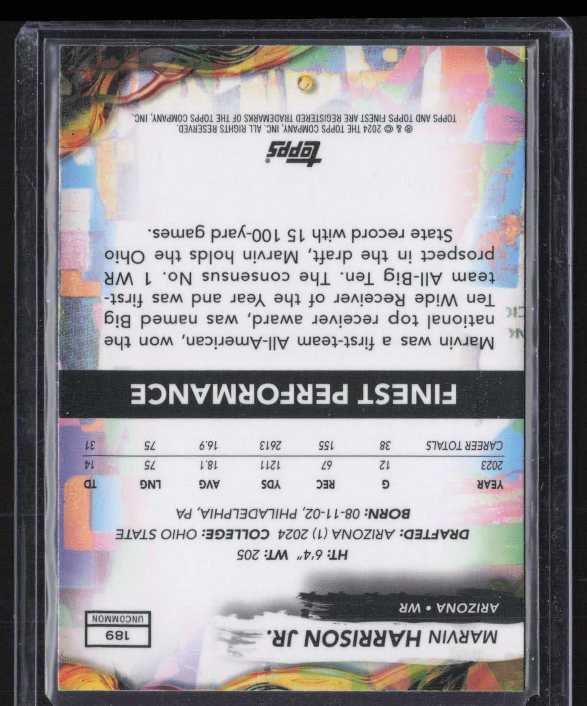 2024 Topps Finest Marvin Harrison Jr. #189 RC