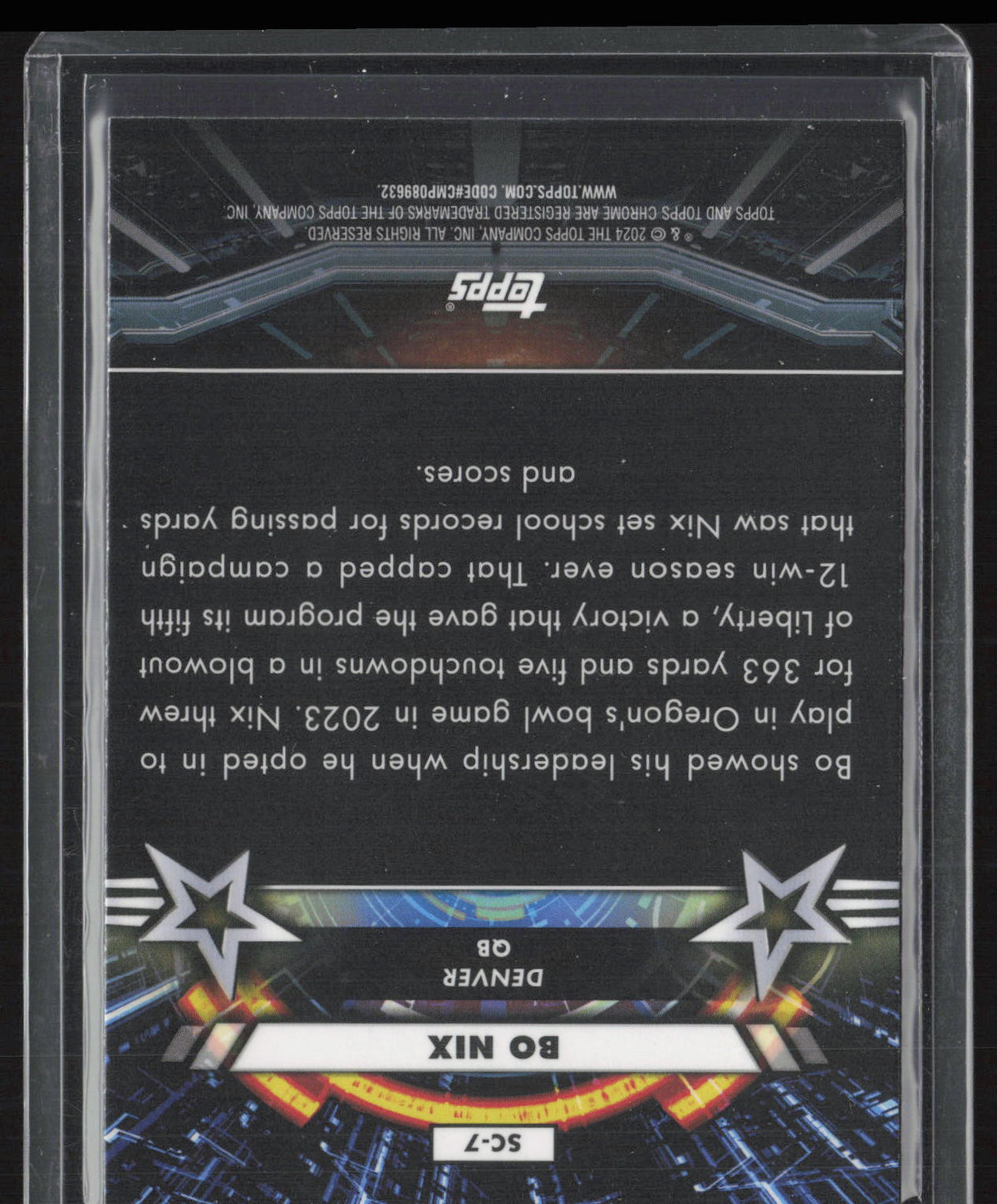 2024 Topps Chrome Star Command Bo Nix #SC-7 RC
