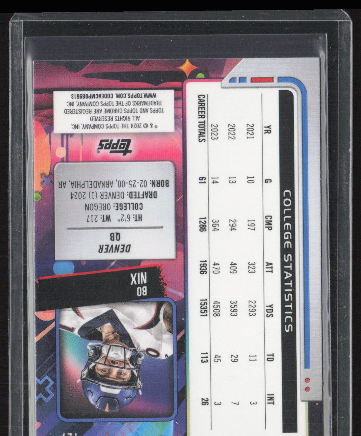 2024 Topps Chrome Bo Nix #127 RC