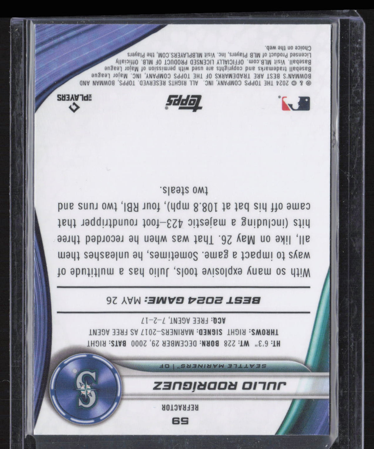 2024 Bowman's Best Julio Rodríguez #59 Refractor