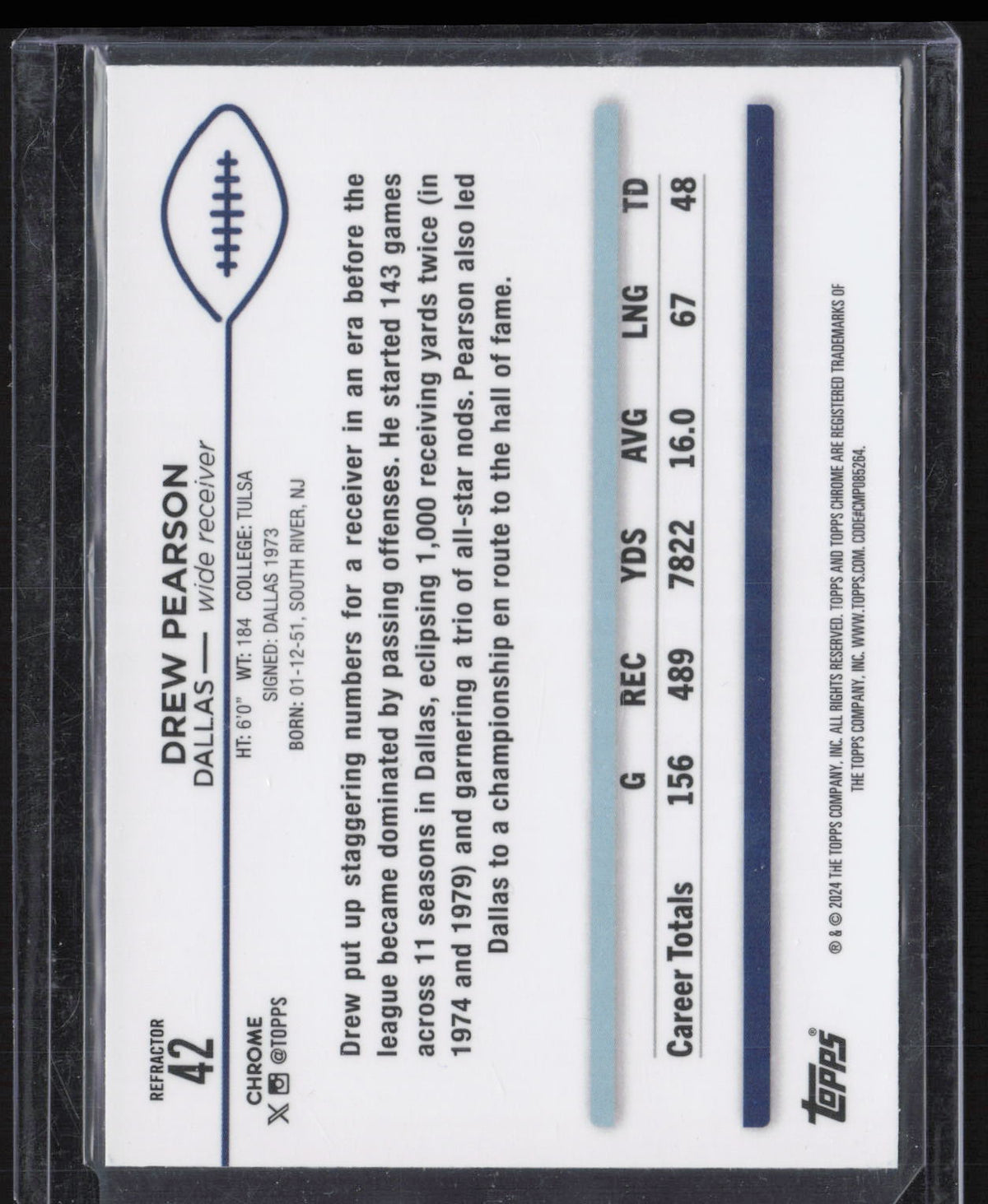 2024 Topps Chrome Drew Pearson #42 Refractor