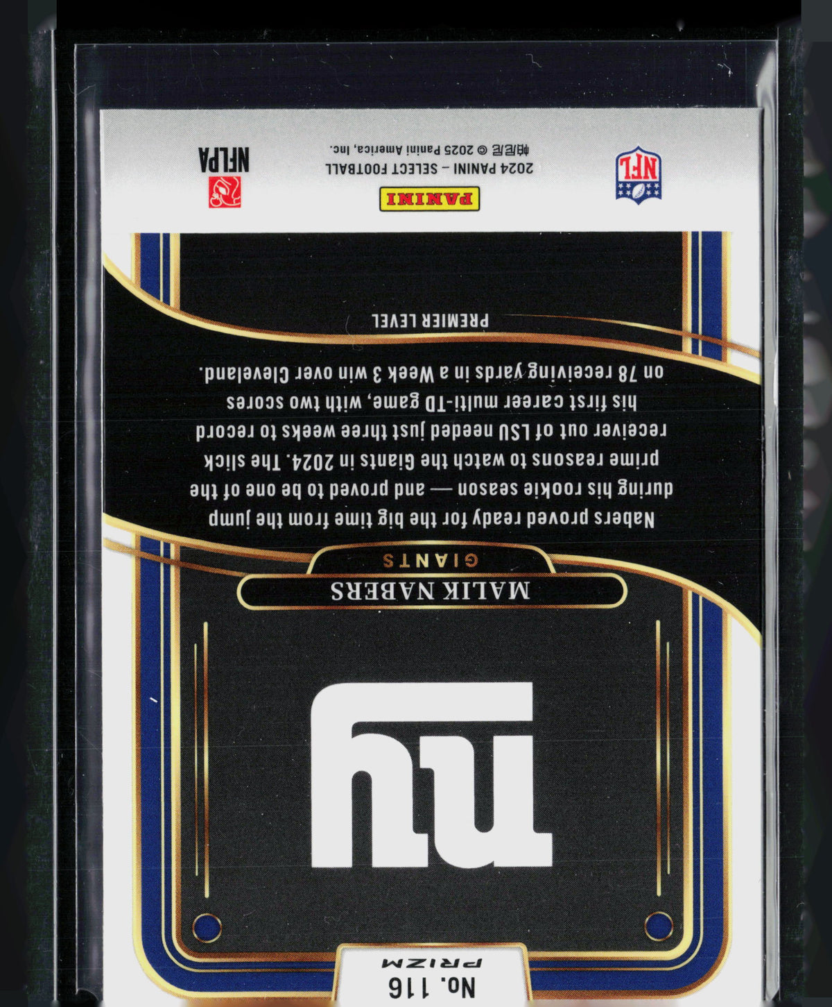 2025 Panini Select Malik Nabers #116 Prizm RC