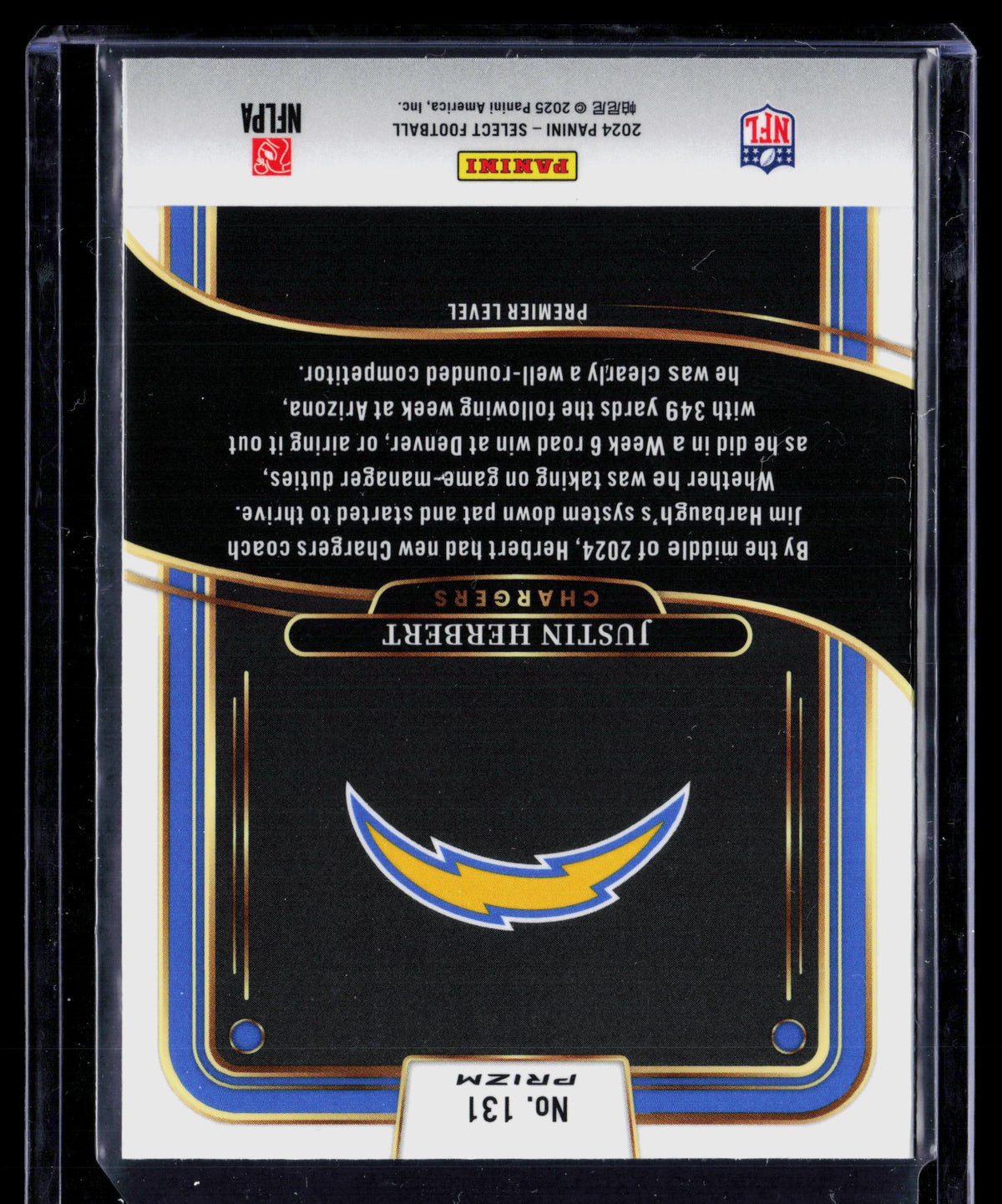 2025 Panini Select Justin Herbert #131 Prizm Premier Level