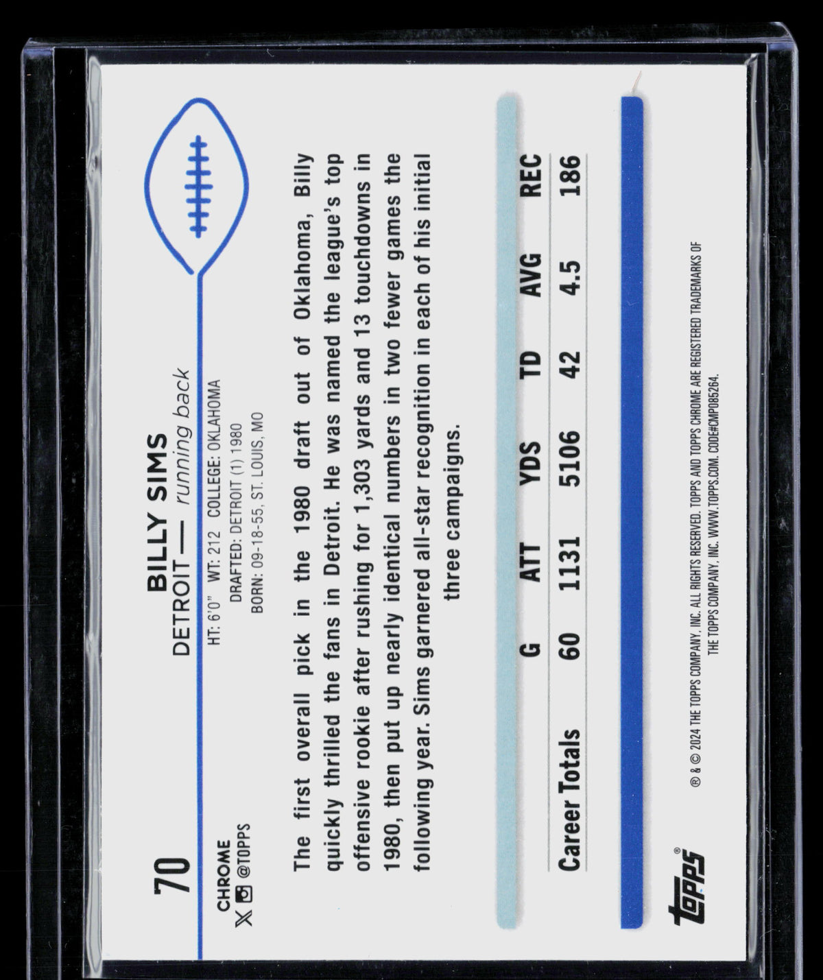 2024 Topps Chrome Billy Sims #70 X-Fractor