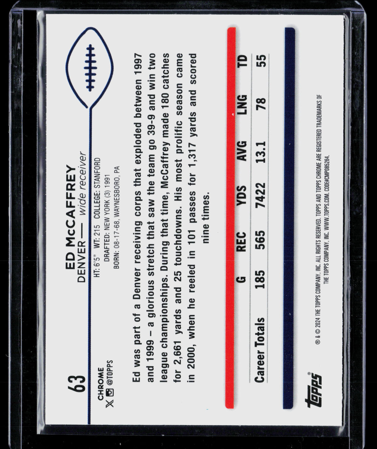 1999 Topps Chrome Ed McCaffrey #63 X-Fractor