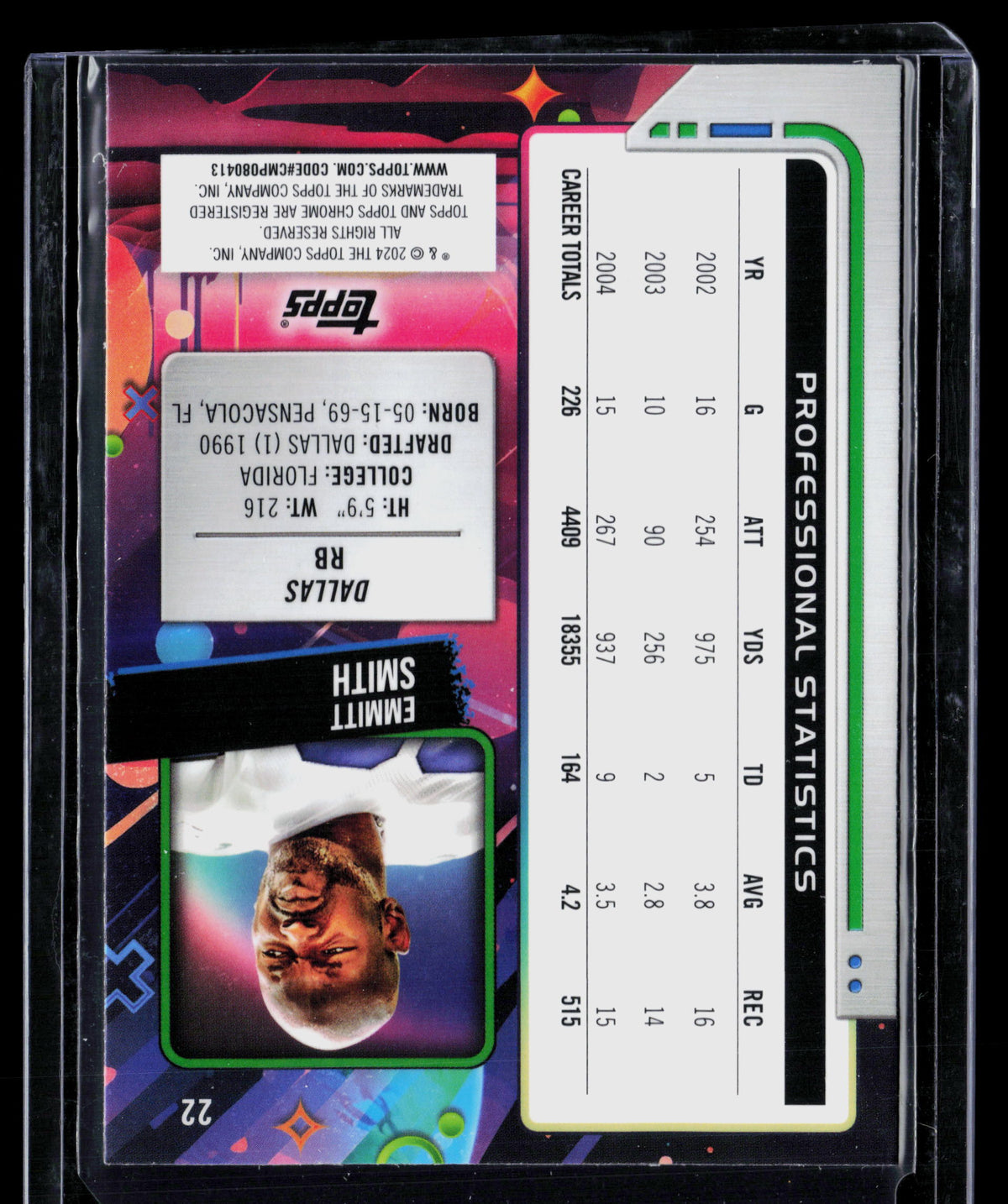 2024 Topps Chrome Cosmic Football Emmitt Smith #22 Nucleus Refractor