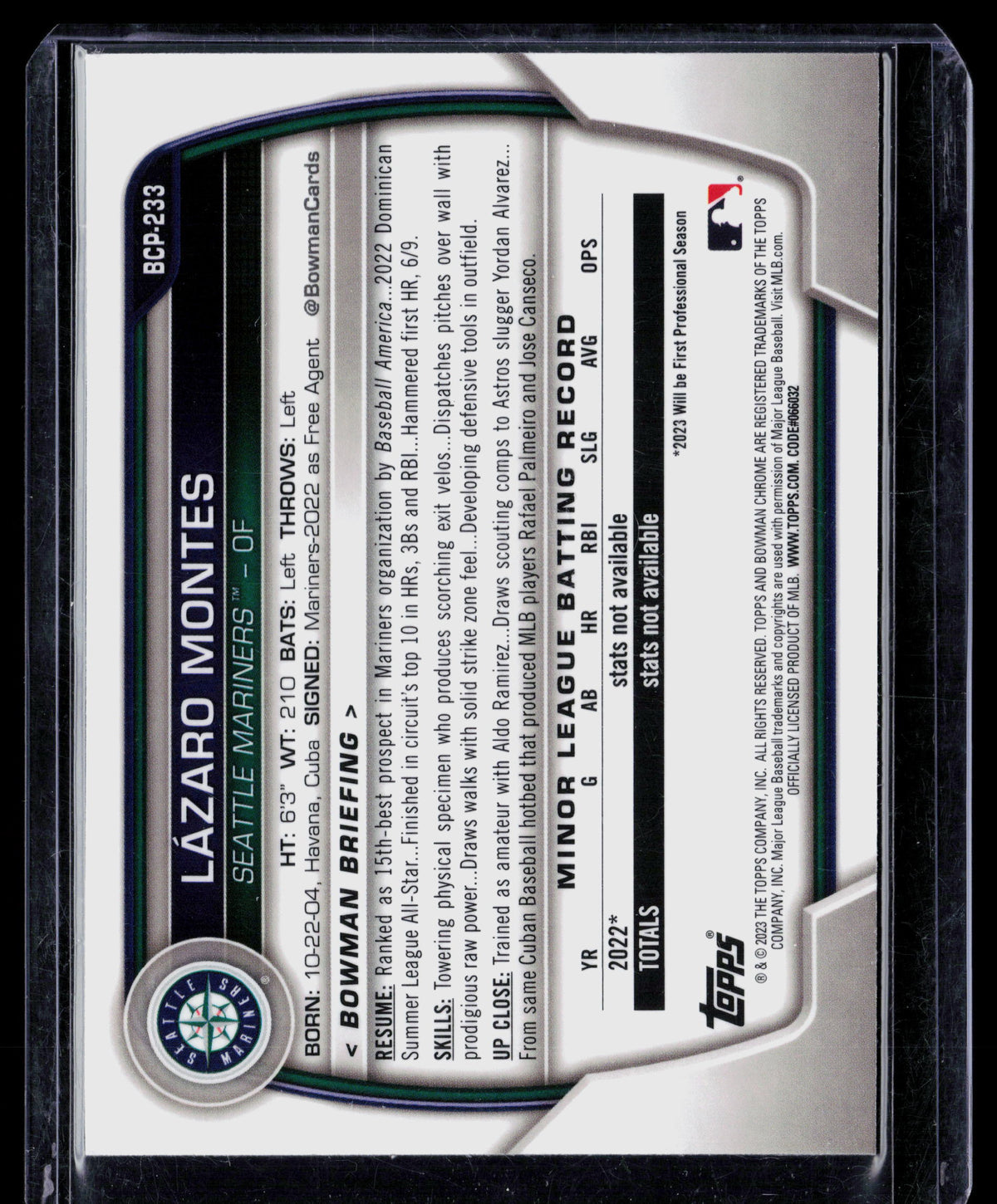 2023 Bowman Chrome Lázaro Montes #BCP-233 Mojo Refractor