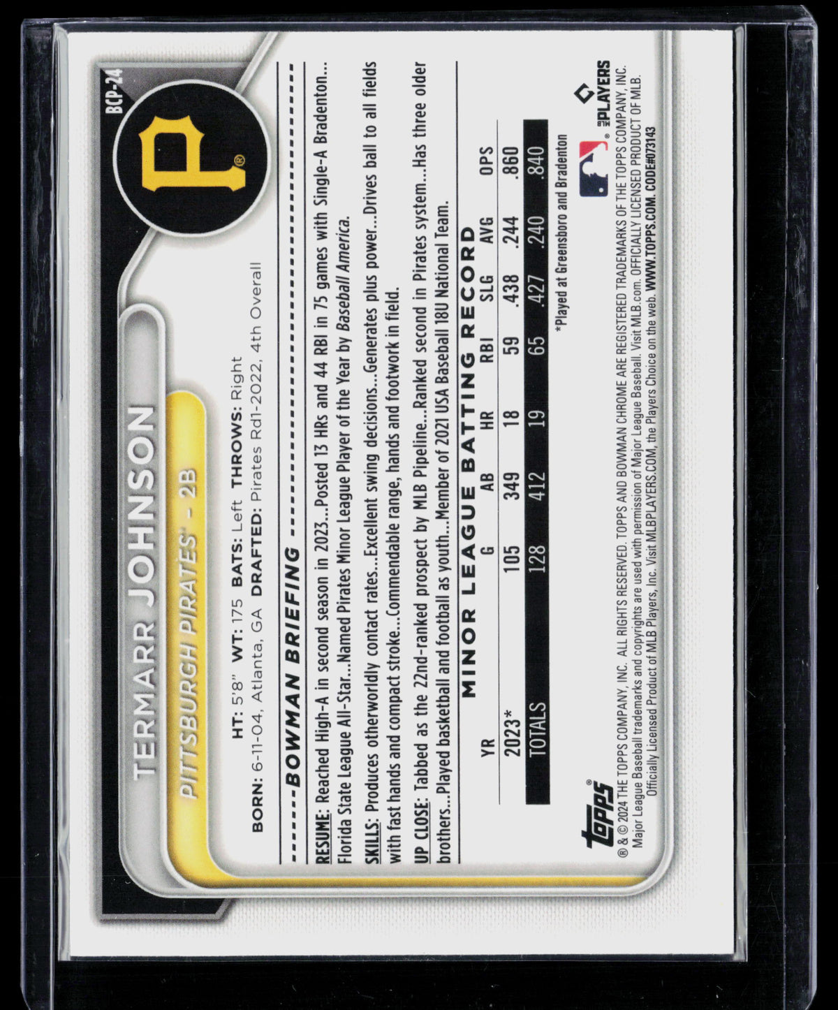 2024 Bowman Chrome Termarr Johnson #BCP-24