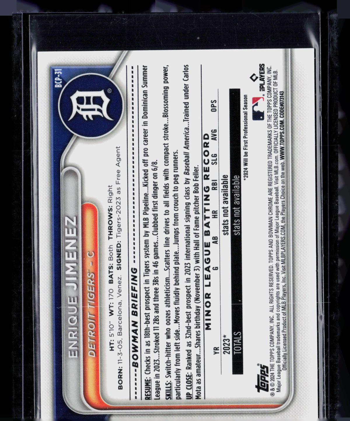 2024 Bowman Chrome Enrique Jimenez #BCP-31 Green 11/30