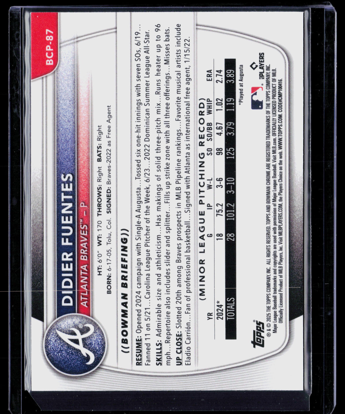 2025 Bowman Chrome Didier Fuentes #BCP-87