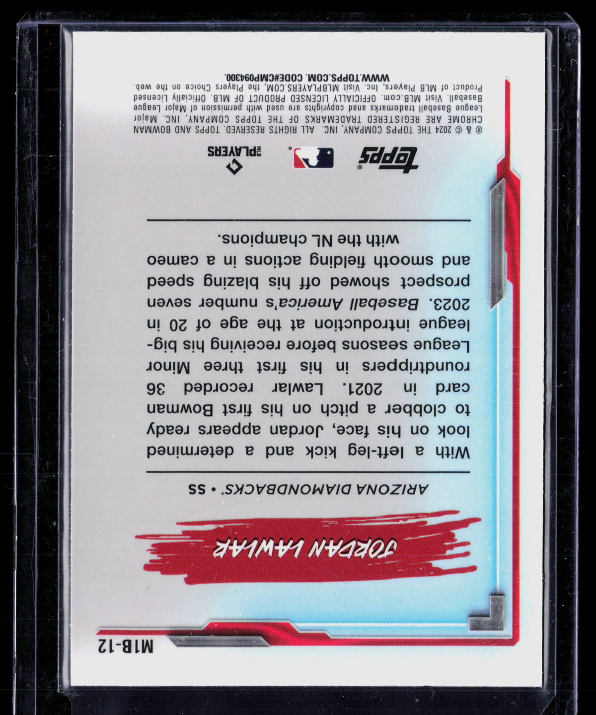 2024 Bowman Chrome My 1st Bowman Jordan Lawlar #M1B-12 Mega Box Mojo RC