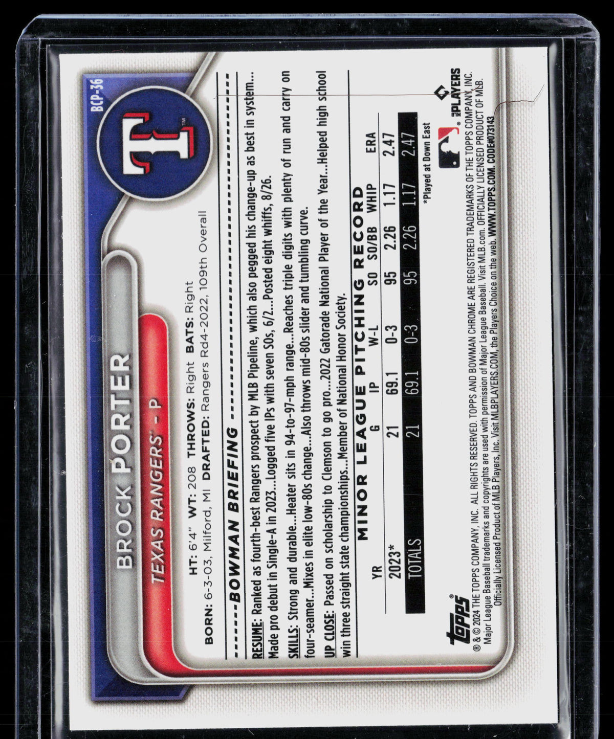 2024 Bowman Chrome Brock Porter #BCP-36 1st Bowman