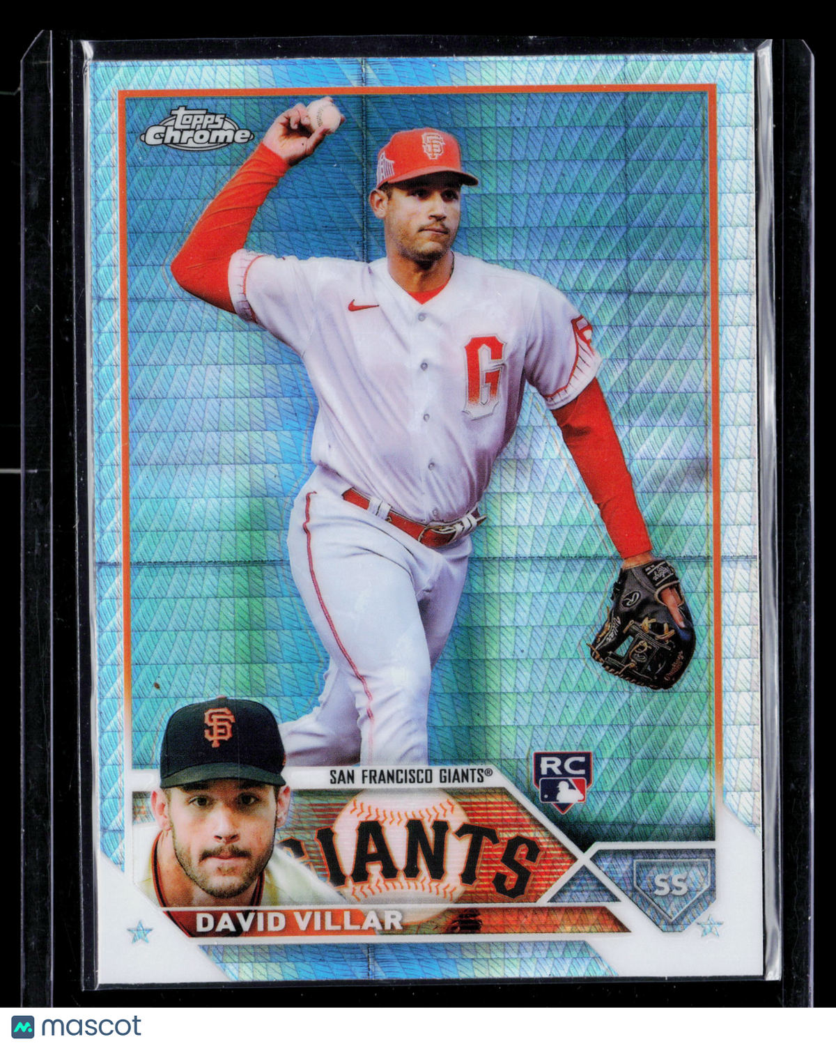 2023 Topps Chrome David Villar #117 Aqua Prism Refractor RC
