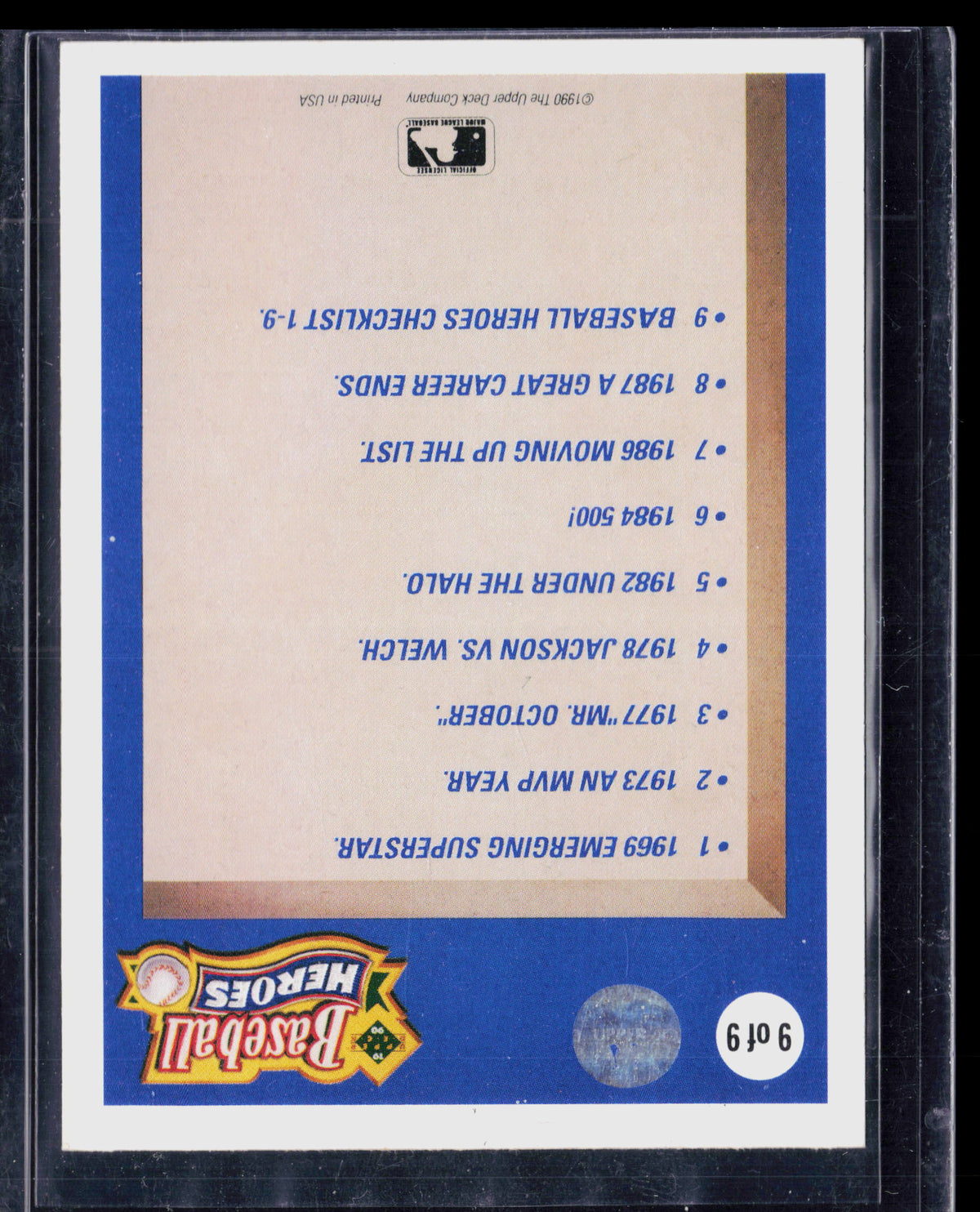 1990 Upper Deck Baseball Heroes Reggie Jackson #9