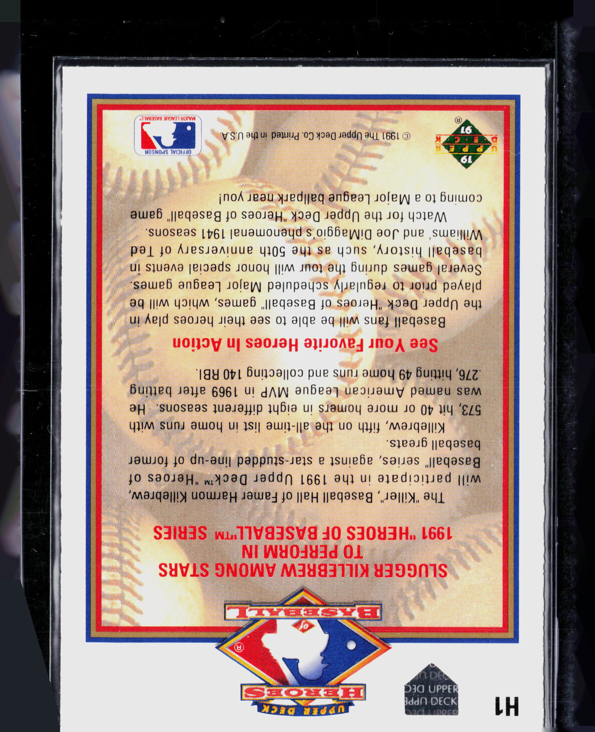 1991 Upper Deck Baseball Heroes Harmon Killebrew #H1