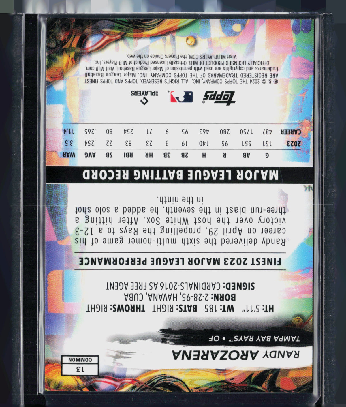 2024 Topps Finest Randy Arozarena #13 152/250