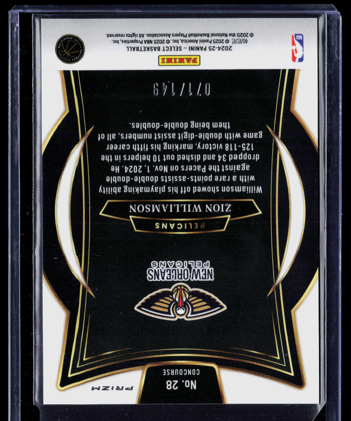 2025 Panini Select Zion Williamson #28