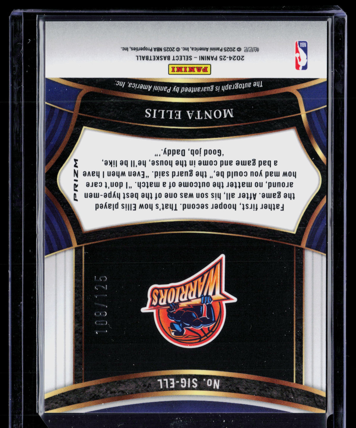2025 Panini Select Monta Ellis #SIG-ELL 108/125
