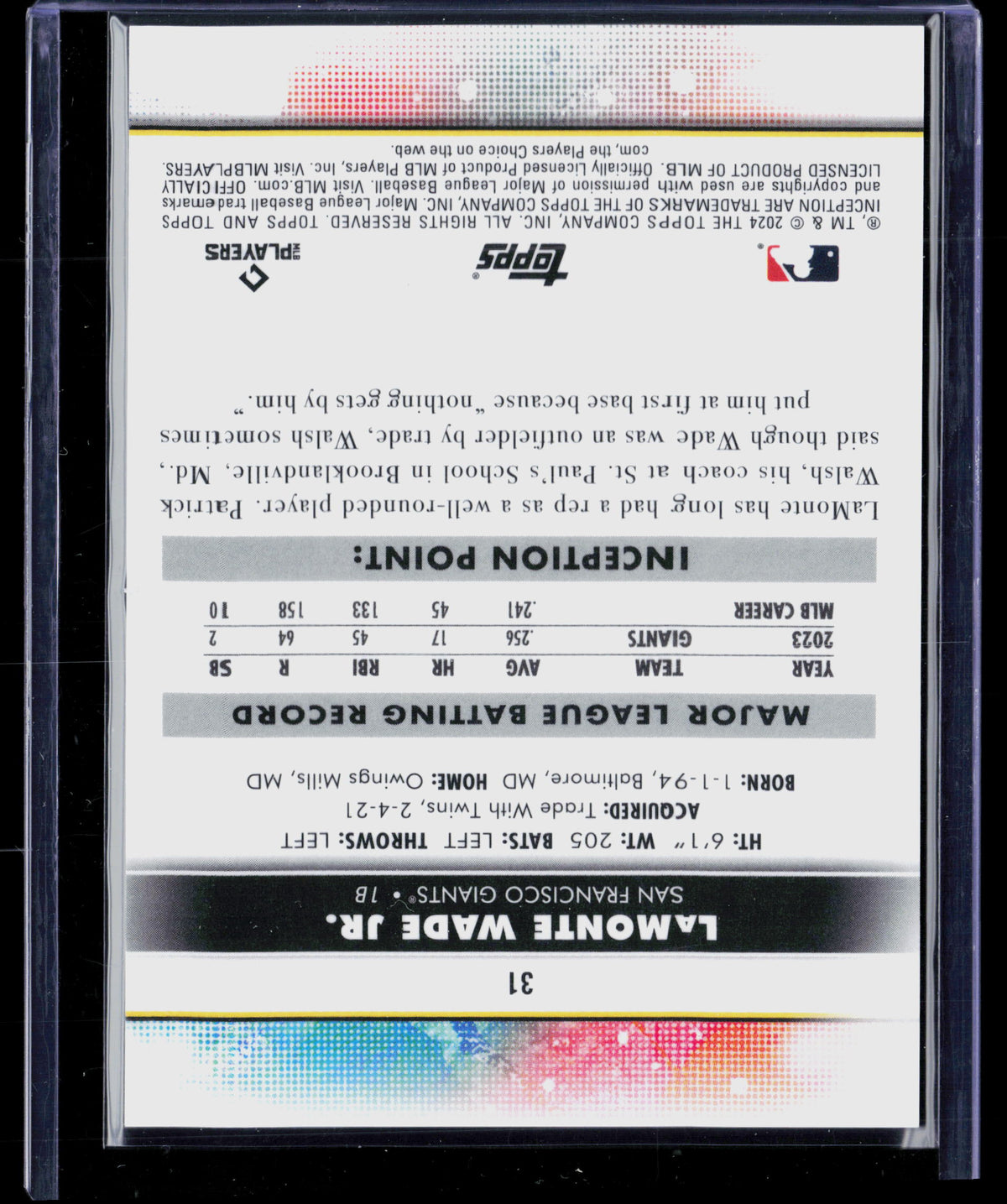 2024 Topps Inception LaMonte Wade Jr. #31