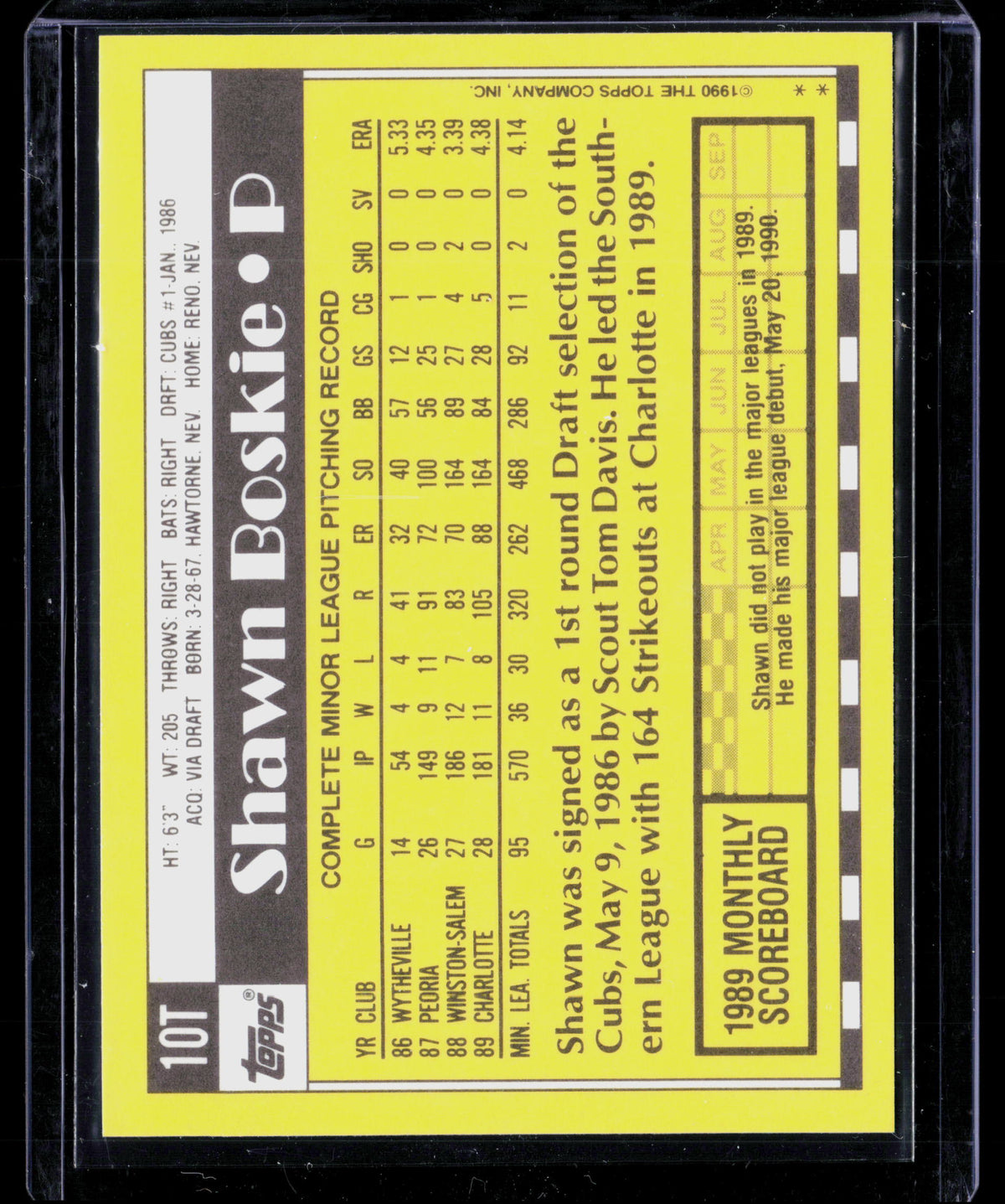 1990 Topps Traded Shawn Boskie #10T