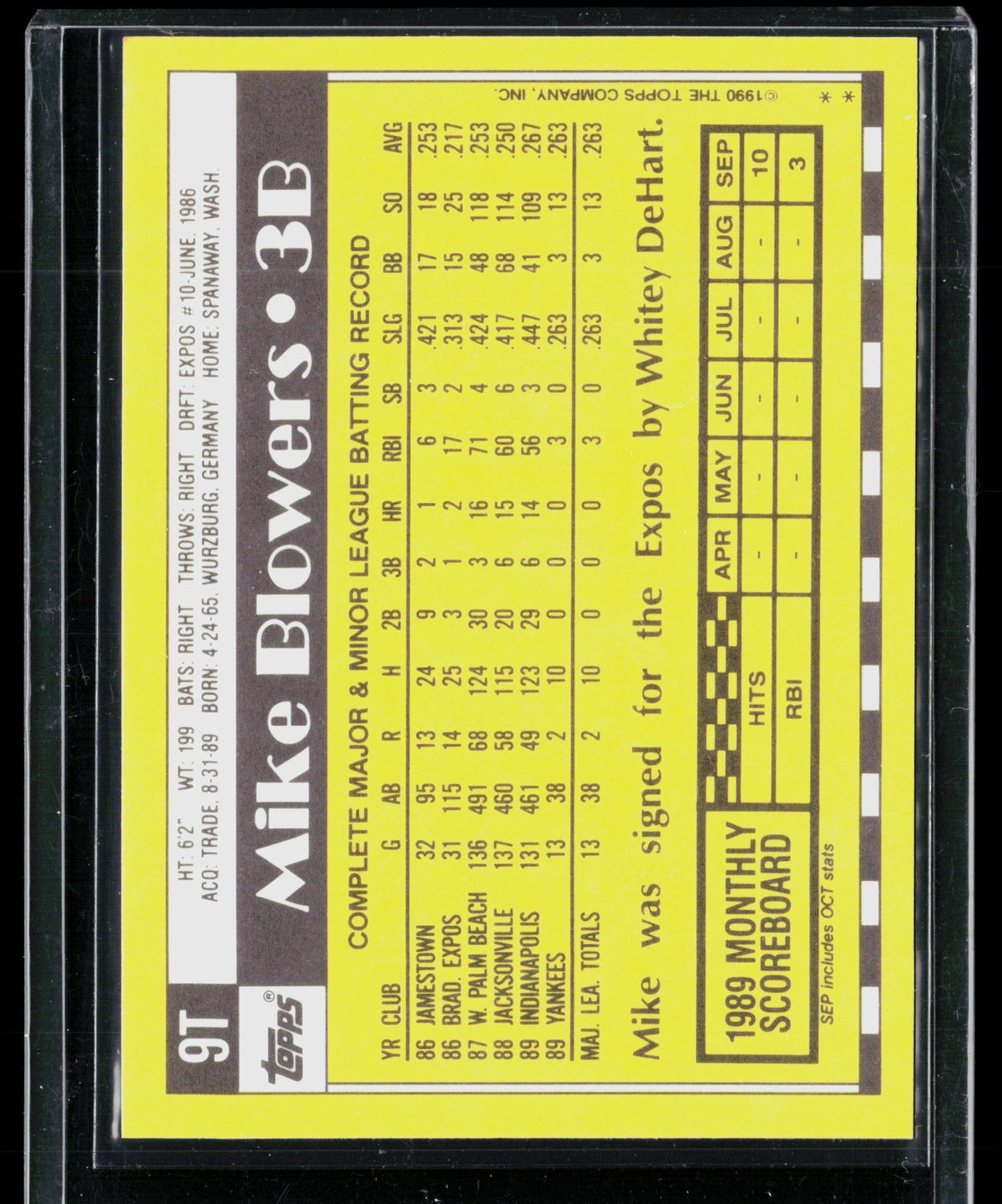 1990 Topps Traded Mike Blowers #9T